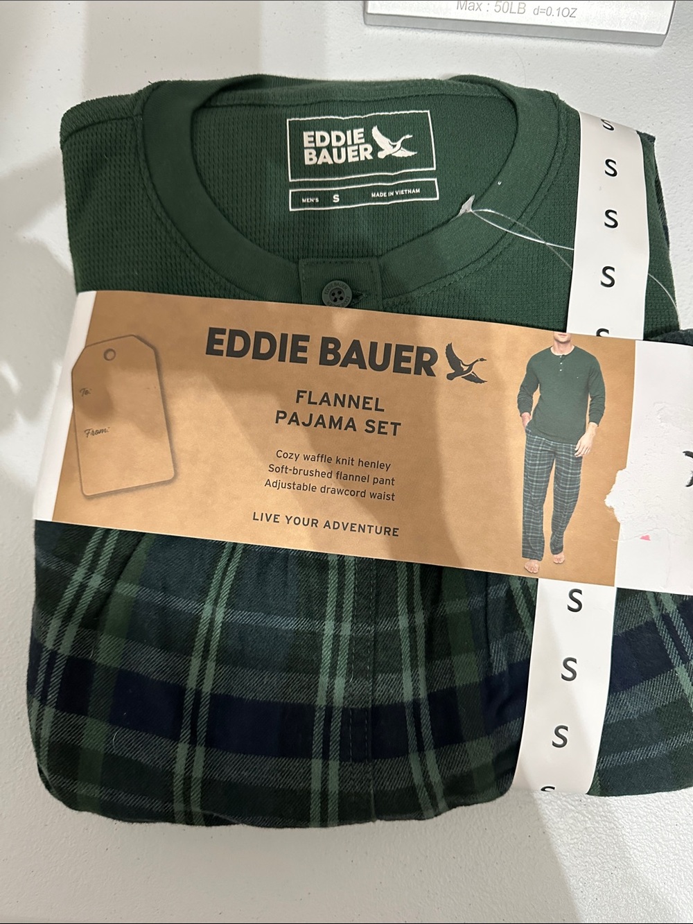 Eddie Bauer Dark Green and Navy Plaid Flannel Pajama Set